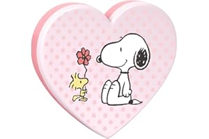 Impressions Vanity Peanuts Snoopy Swivel Heart Bow LED Compact Mirror with Peanuts Snoopy Artwork, Makeup Mirror with Bow App