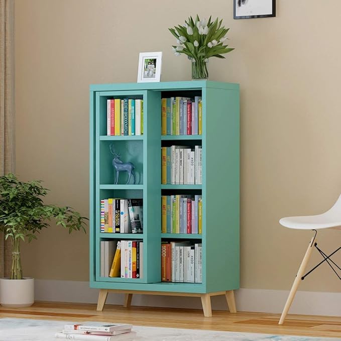RTTsl Estanteria de Libros Estantería de Madera Puerta corredera