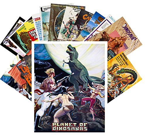 PIXILUV Postcard Pack 24pcs Dinosaur Monster Prehistoric Vintage Trash Movie Posters Ads