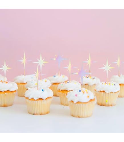 Eid Mubarak Cake Topper Set - 25pcs Gold Glitter Ramadan Cupcake Decorations