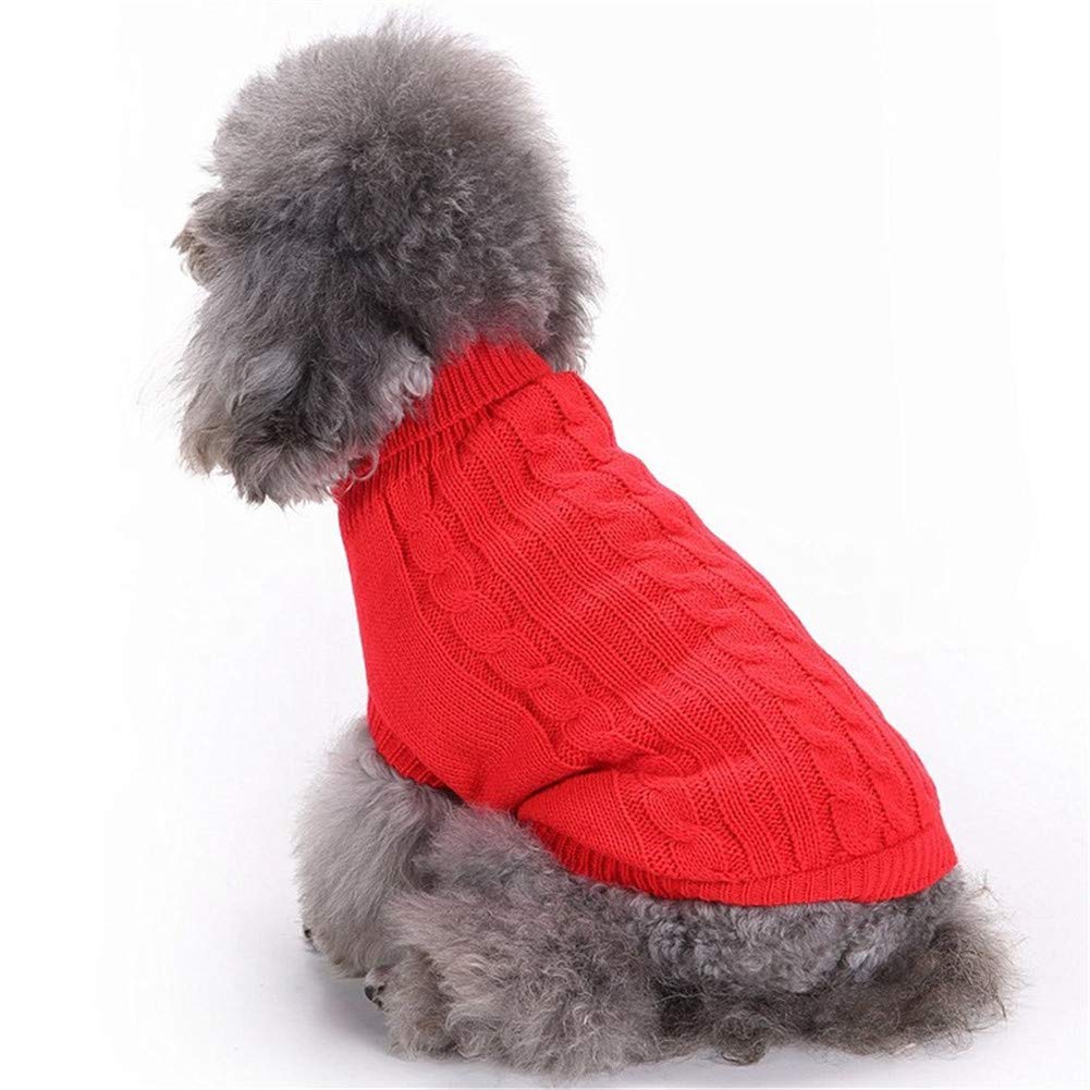 Cute Pet Puppy Cat Dog Warm Jumper Sweater Knitwear Coat Apparel Vest Clothes for Small Medium Breeds Autumn Winter(S,Red)