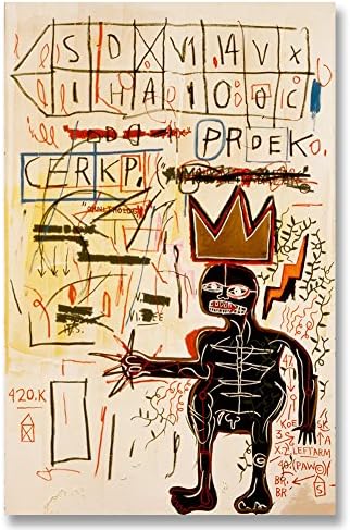 Jean-Michel Basquiat Original Graffiti Art With Strings Two 1983 Canvas Paintings Hand Painted Reproduction Unframed Tablet - 32X48 inch (81X122 cm) for Living Room Wall Decor To DIY Frame