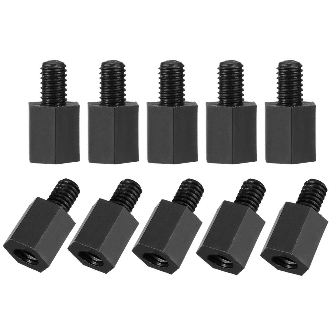 Sourcingmap M4x8mm+6mm Male-Female Hex Nylon PCB Motherboard Spacer Standoff for FPV Drone Quadcopter, Computer & Circuit Board Black 100pcs