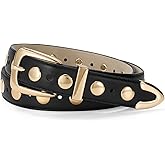 JASGOOD Women Leather Belt Fashion Studded Belt Ladies Punk Belt Vintage Leather Belt for Jeans Dress