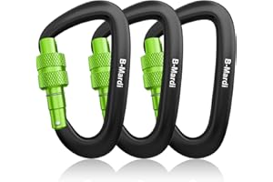 B-Mardi Lightweight Heavy Duty Locking Carabiner Clips-12kN (2697 lbs) caribiniers for Hammocks,Keychain & Utility