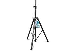 THEPROMASTER ProMaster Tripod Speaker Stand - Universal and Telescopic Adjustable, Non-Slip Fleet, On-Stage and Studio-Quality Tripod Speaker Stand Mount Holder with Safety Locks - Black