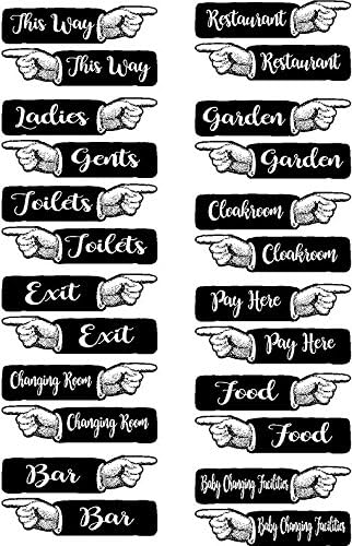 POINTING FINGER metal DIRECTION SIGN large size 43cm x 9cm ≈ CHOICE OF WORDING AS SHOWN IN THE ILLUSTRATIONS & DESCRIPTION and AVAILABLE POINTING RIGHT OR LEFT ≈ A FULLY CUT OUT DESIGN WITH NO BACKGROUND these old vintage style printed aluminium reproduction signs are ideal for pub bar restaurant hotel club shop store tea room cafe boutique man cave - great gift for Birthday or Christmas - sign signs notice notices plaque plaques poster posters art (TOILETS, POINTING LEFT)