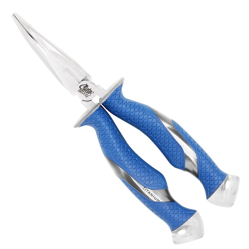 Cuda Titanium Bonded Bent Needle Nose Plier - Blue, 8.5-Inch