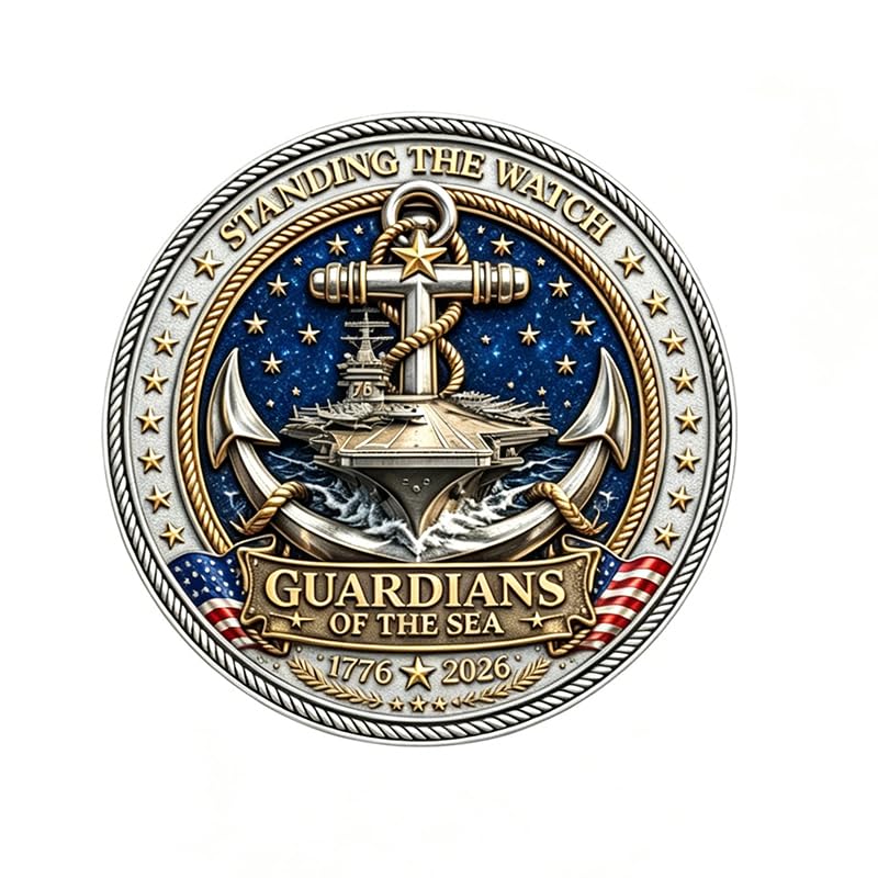 Challenge Coin - Standing the Watch, Guardians of the Sea, 1776-2026 | Honors U.S. Navy service members with “All Gave Some,