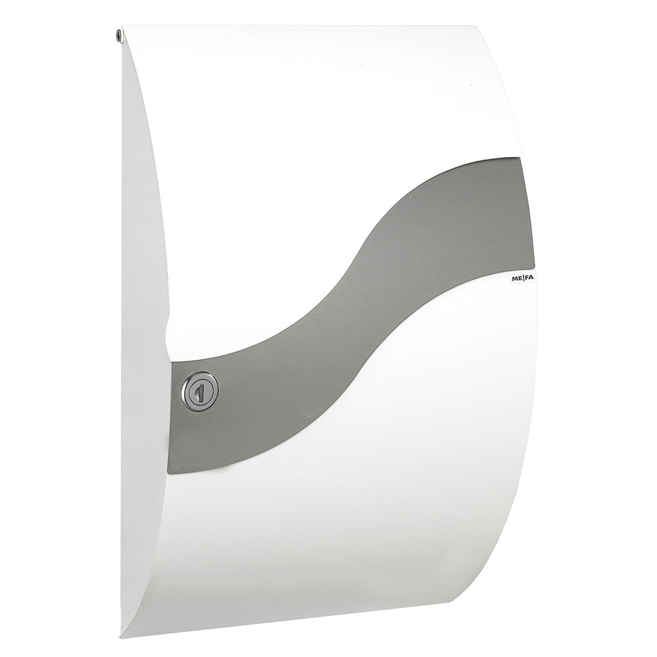 Renz 630000DE MEFA Wave 630 Letterbox (Colour Traffic White, Stainless Steel, Front Mail Flap, Size: 540 x 315 x 155 mm)