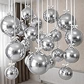 HILAVO 12PCS Silver Foil Balloons, 22in 15in 10in Different Sizes 4D Round Foil Balloon Large Silver Metallic Sphere Balloons for Graduation New Year Birthday Party Ceiling Decorations