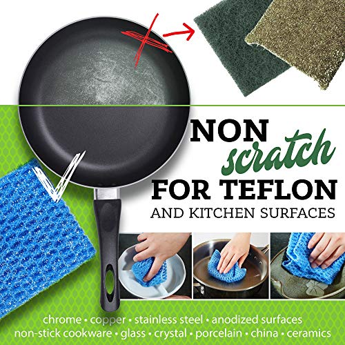 Non Scratch Dish Scrubbers for Cleaning Dishes (3PK) Reusable Kitchen