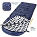 Hollegend Adults Sleeping Bags for Camping,Backpacking,Hiking with Compression Sack,30F/0C Cotton Flannel Comfortable Warm and Large,Compact Lightweight,Envelope Blue(90.5