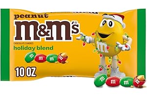 M&M'S Peanut Milk Chocolate Christmas Candy, Holiday Chocolate Candy for Stocking Stuffers, 10 oz Bag