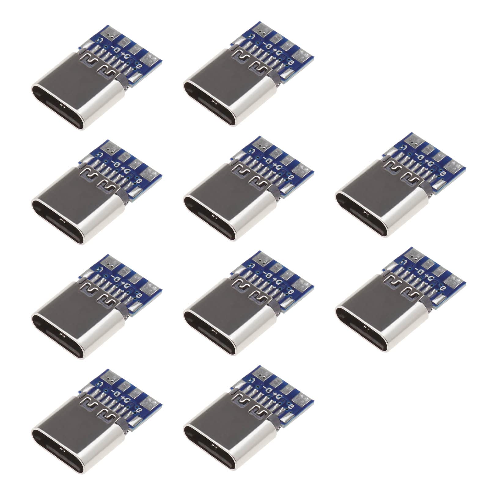 OTOTEC 10PCS 14pin USB 3.1 Type C Female Plug Socket Connector with PCB Board Receptacle Adapter to Solder Wire PCB Board Support Module