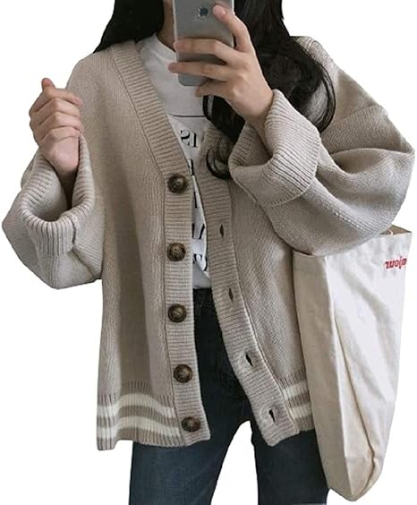 Amazon レディース 厚手 前開き ゆったり ニットカーディガン オーバーサイズ Vネック セーター ニュアンスカラー 暖かい 秋 冬 春 カーディガン ボレロ 通販