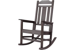 hOmeHua Patio Rocking Chair, All Weather Resistant Outdoor Indoor Fade-Resistant Patio Rocker Chair，Stable Durable Smooth Rocking, Comfortable Easy to Maintain - Dark Brown