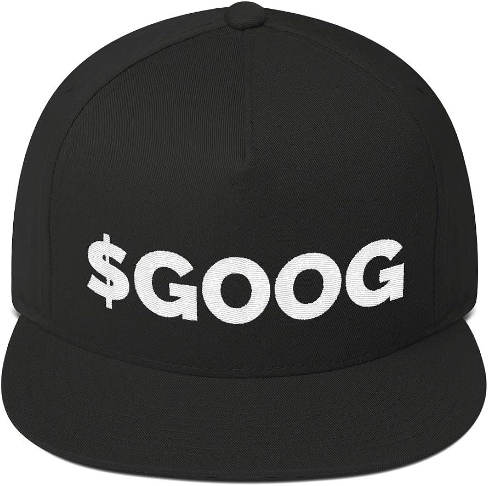 Google Stock Hat GOOG (Embroidered Flat Bill Cap) Investing Stock
