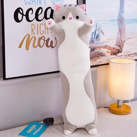 Amazon 特大 ネコ 抱き枕 110cm かわいい ぬいぐるみ 大きい ねこ 猫 動物 アニマル クッション 手触り抜群 やわらか 伸び伸び 抱き枕 ぬいぐるみ 子供 可愛い キッズ 寝具 子供部屋 インテリア クリスマス 灰色 プレゼント 誕生日 ギフト 抱き枕 オンライン通販
