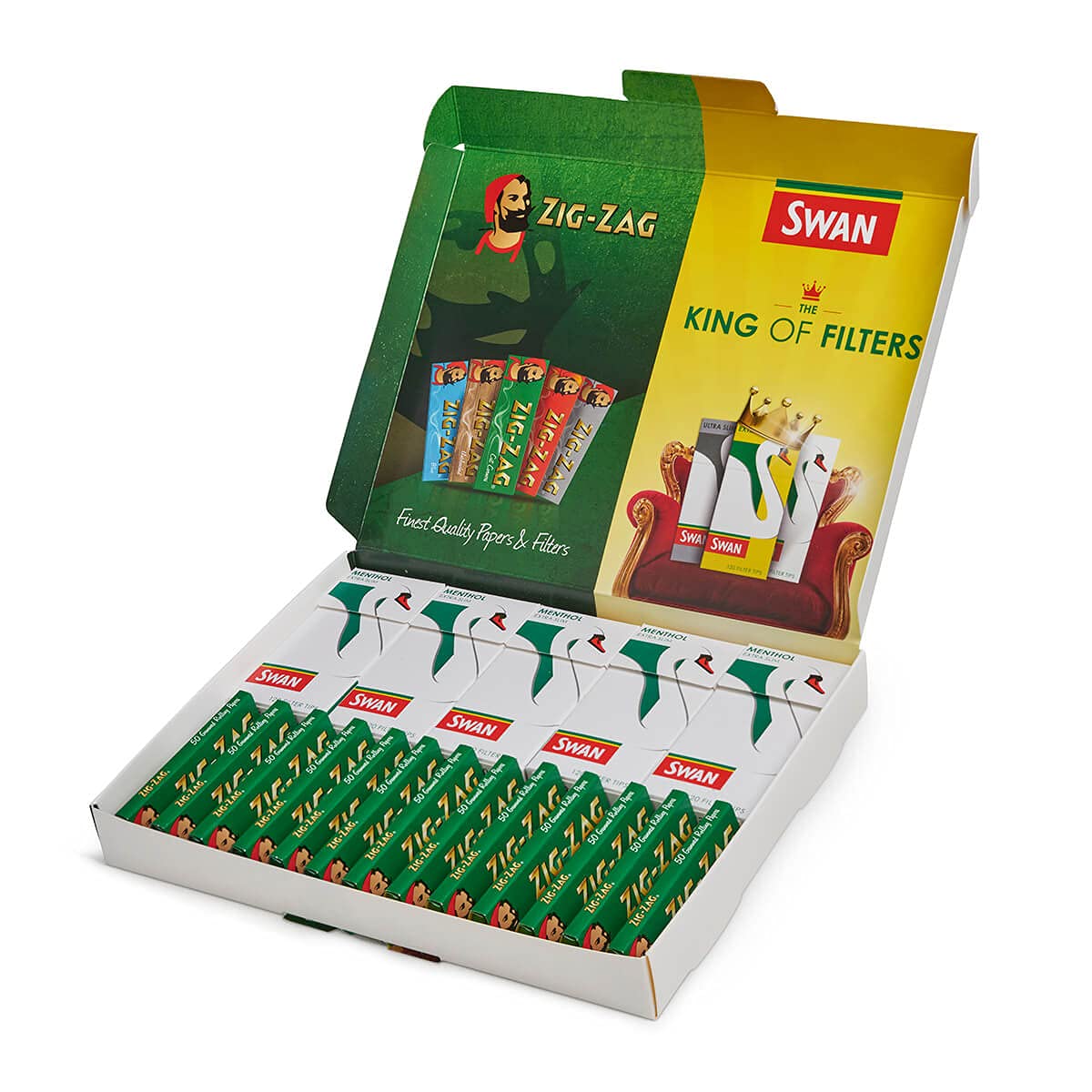 600 Zig Zag Green Regular Rolling Papers & 600 Swan Menthol Extra Slim Tips