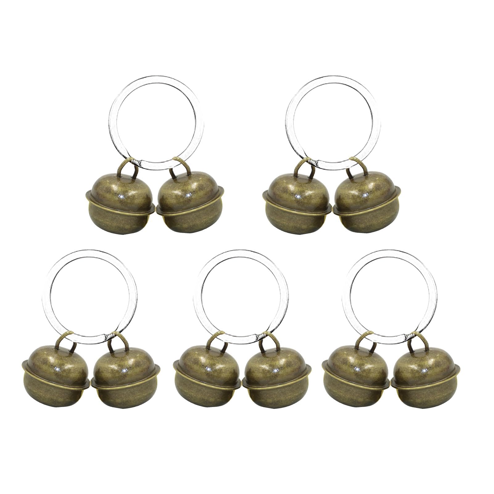 Fadbudss 5 Set Loud Cat Dog Collar Bells, Metal Pet Bells Tracker Small Collar Brass Bells with Split Ring, Vintage Anti-Lost Training Bells Pendants for Pet Potty Training Necklace Collar Decoration