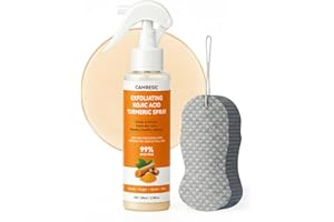 EELHOE Keratin Care Kojic Acid Turmeric Exfoliating Body Spray with Soft Sponge — Brightening & Smoothing Peeling Solution for Rough, Dull Skin, All Skin Types, 100ml