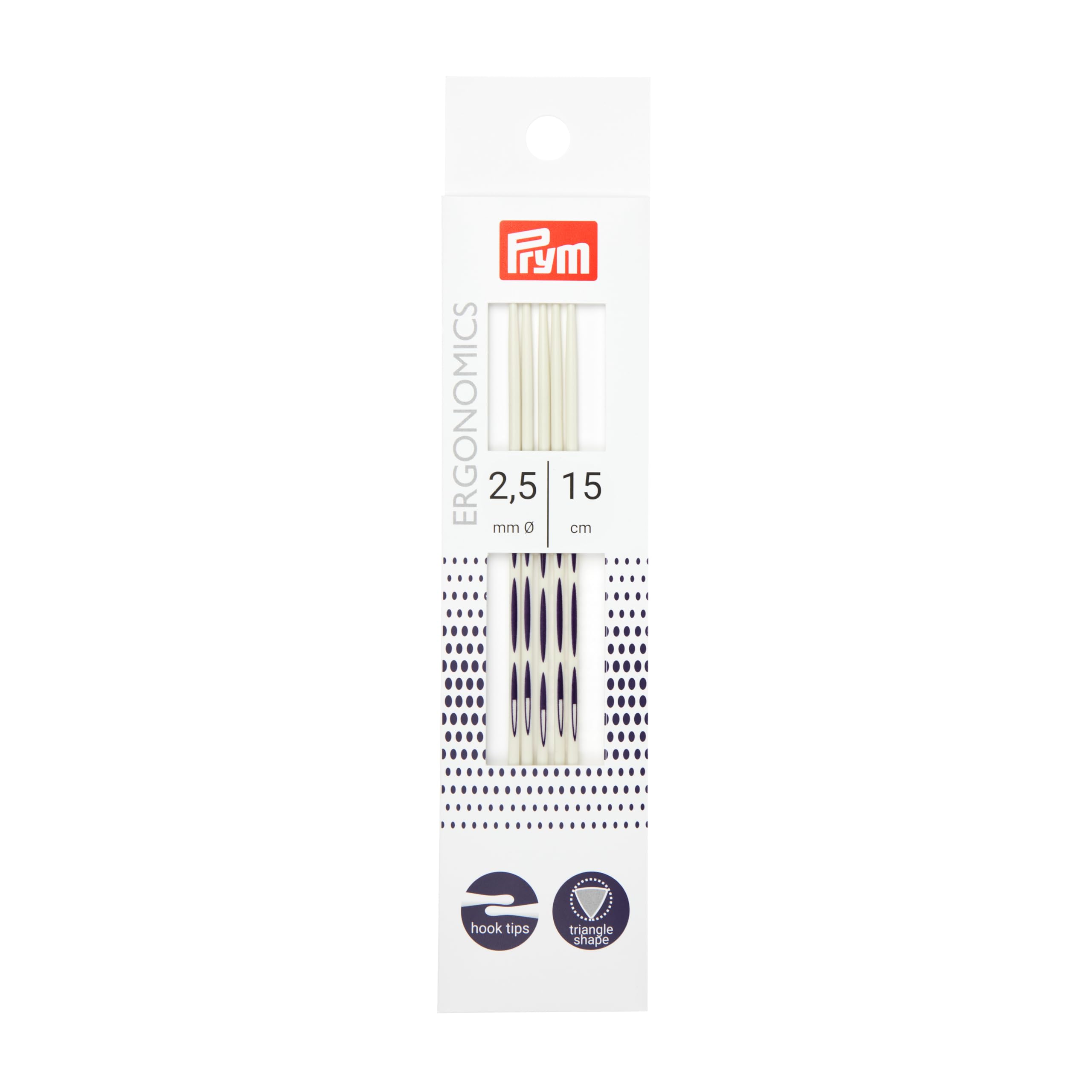 Prym Double-Pointed Knitting pins Ergonomics 15 cm 2.50 mm x 1, White, One Size