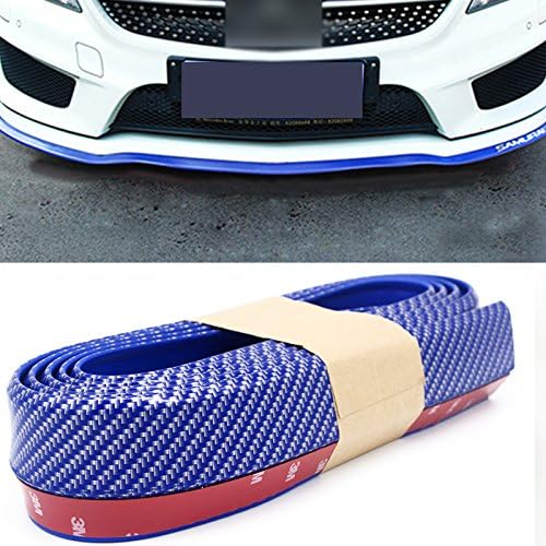 TTN Blue Carbon Fiber Universal 8.2 ft Car Front Bumper Rubber Skirt Protector Lip Splitter Body Spoiler