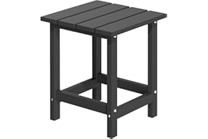 MUCHENGHY Adirondack Outdoor Side Table, 14.7" Patio Side Table Weather Resistant, HDPE Outdoor End Tables for Patio, Black