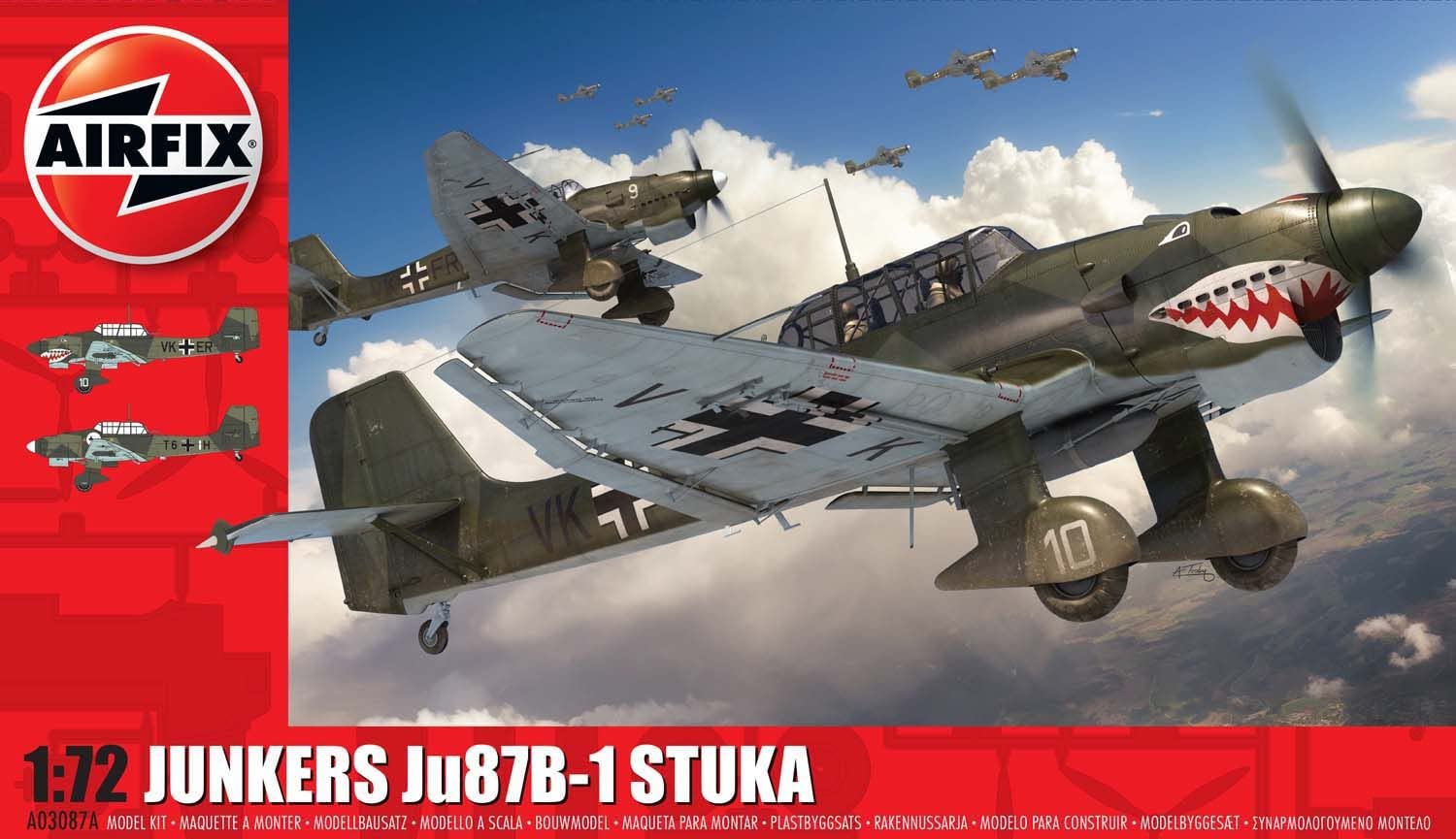 Airfix Model Set - A03087A Junkers Ju87 B-1 Stuka Model Building Kit - Plastic Model Plane Kits for Adults & Children 8+, Set Includes Sprues & Decals - 1:72 Scale Model, Green