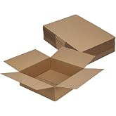 Hoikwo 12x12x4 Large Thin Brown Shipping Boxes Set of 15 | Brown Corrugated Cardboard Box for Small Business for Packaging Mailing