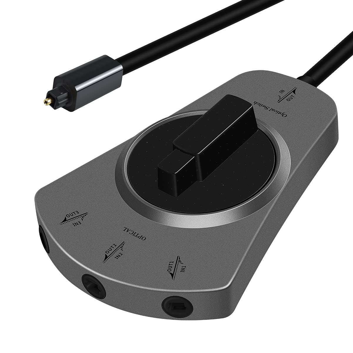 EMK Toslink Optical Splitter Cable 1m, Digital Toslink Cable Manual Switch 1in to 3out SPDIF Cord Optical Cables for Soundbar to TV, Speaker, DAC (Splitter Cable)