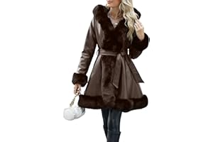 Bellivera Women's Trench Coat Faux Suede Jacket Winter Hooded Overcoat with Belt