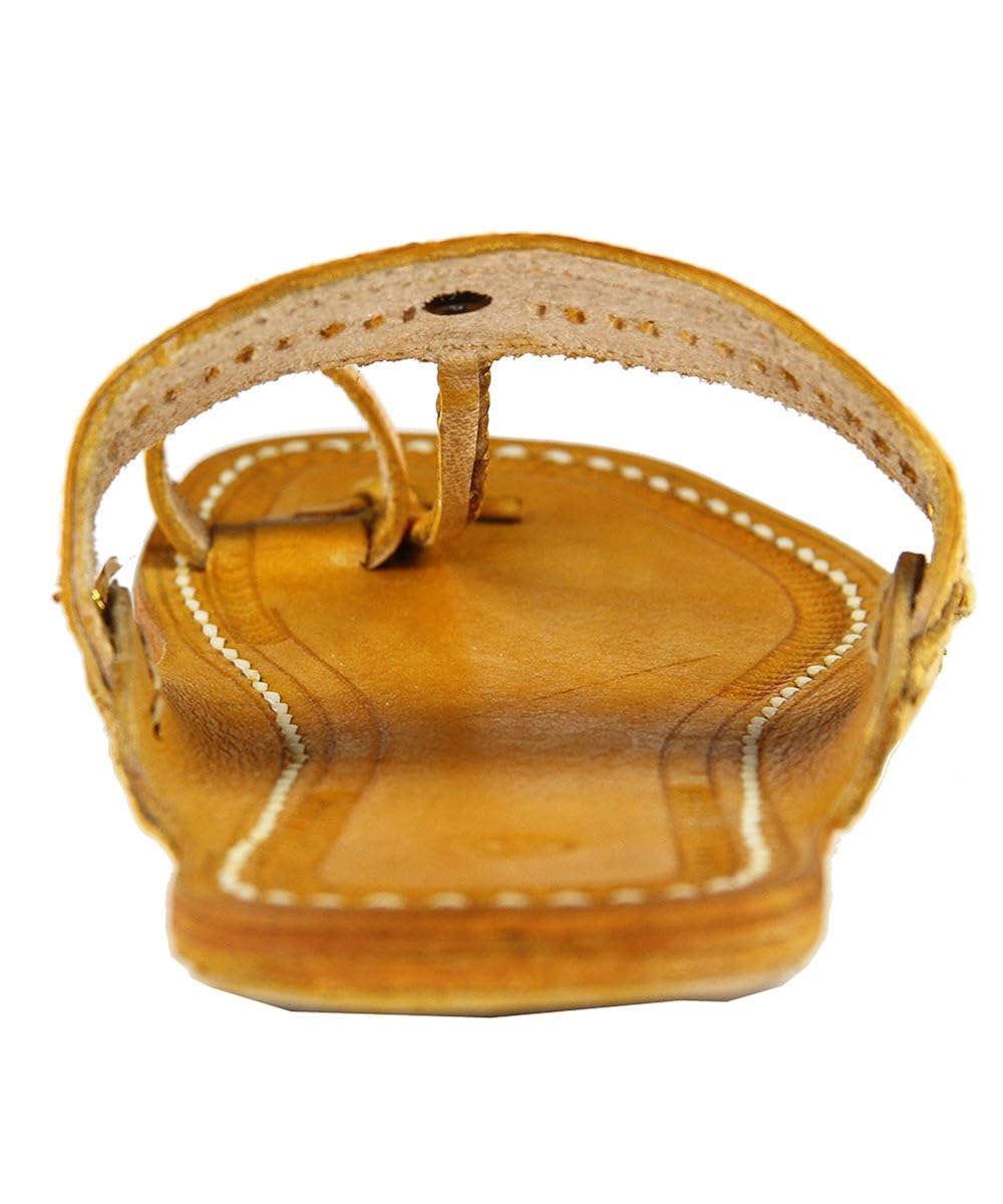 ekolhapuri light yellow authentic authentic handmade genuine leather kolhapuri chappal for ladies