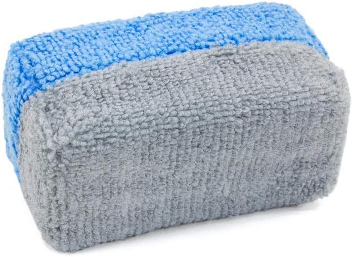 [Saver Applicator Terry] Microfiber Ceramic Coating Applicator Sponge with Plastic Barrier for IGL - 12 Pack (Green/Gray, Thick): Automotive