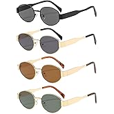 ISIUINN Retro Oval Sunglasses for Women Men 90s Trendy Gold Metal Frame Sun Glasses Small Round Classic Shades