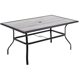 Outdoor Dining Table, Square Patio Furniture Table with Umbrella Hole