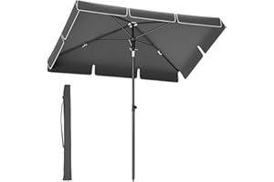 SONGMICS Patio Umbrella 2 x 1.25 m, UPF 50+ Protection, Tilting Canopy, Garden Terrace Beach, Carrying Bag, Base Not Included