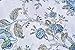 ENVOGUE Window Curtains Turquoise Exotic Jacobean Flowers Border Print Leaves Floral Climbing Vine Garden Branches Road Pocket 100% Cotton Drapes 2 Panels 50-by-96-inch Blue Teal (Blue)