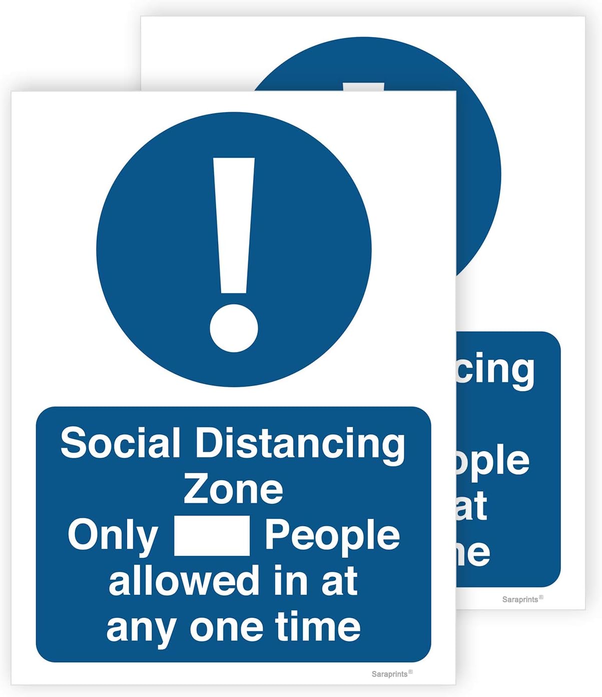 Pack of 2 Social Distancing Signs Waterproof Self Adhesive Stickers 150mm x 200mm V1103