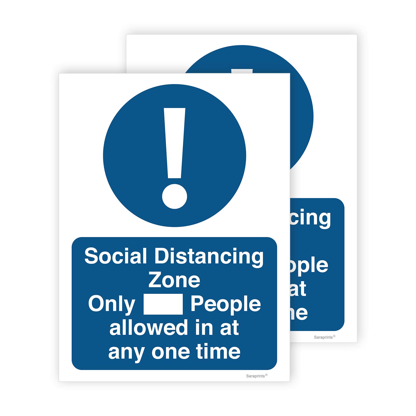 Pack of 2 Social Distancing Signs Waterproof Self Adhesive Stickers 150mm x 200mm V1103