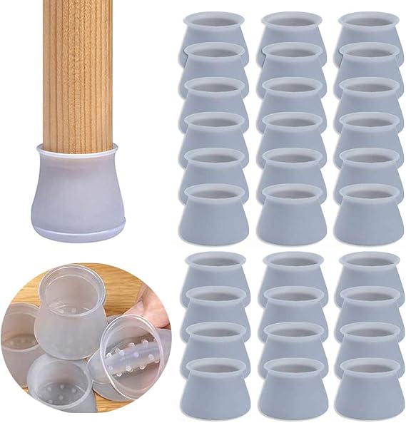 HONGECB 16 Pièces Chaise Carrés en Silicone,Pied De Chaise, Embouts De