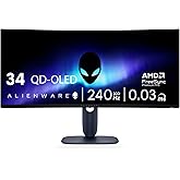 Alienware 34 240Hz QD-OLED Curved Gaming Monitor - AW3425DW - 34.2-inch WQHD (3440 x 1440) 240Hz 0.03ms Display, 1800R Curve,