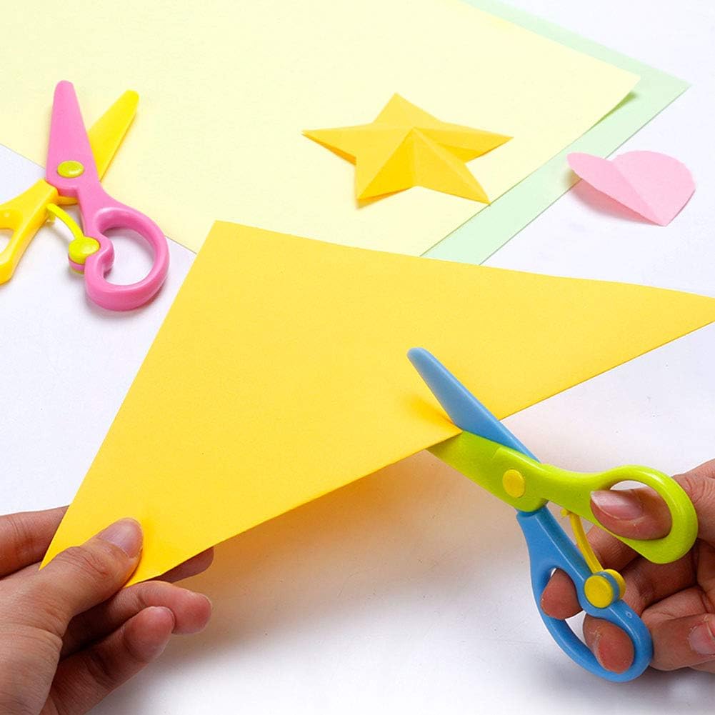LovesTown Preschool Training Scissors, 4Pcs Children Safety Scissors Pre-School Training Scissors Safety Scissors Art Craft Scissors