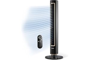 LASKO Pinnacle 40” Tower Fans for Home, 32 ft/s Airflow, Quiet 24dB, 90° Oscillation, Standing Fan for Bedroom with 24 Hour Timer, DC Motor, Air Filter for Hair & Dust, Night Light, Remote, DST100