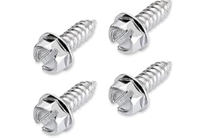 gunhunt 4 PCS License Plate Screw Kit, 304 Stainless Steel Bolts Fasteners, Hexagon Head Screw, Universal for Front Rear License Plates & License Plate Frame Covers of Cars, Trucks SUVs (Silver)