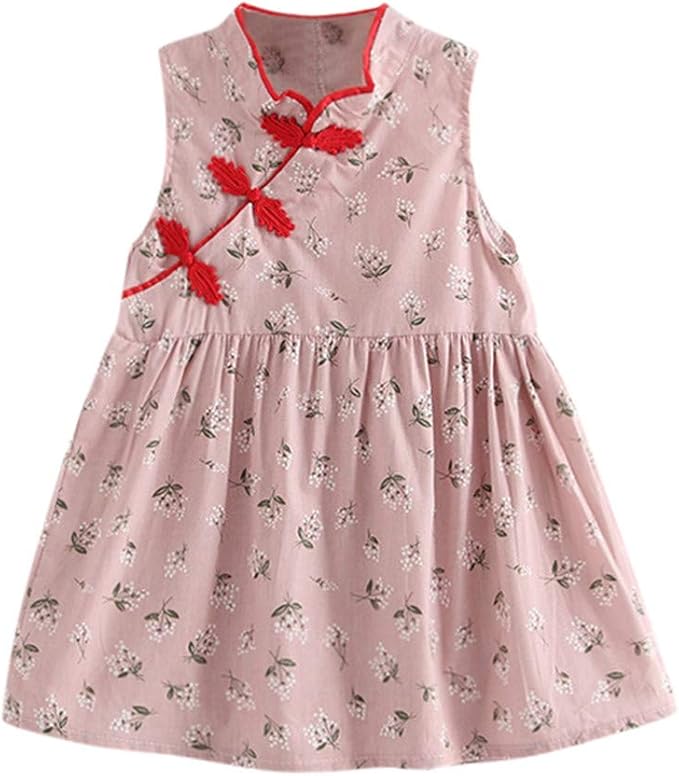 Livoral Livoral Baby Madchen Kleidung Kleinkind Kinder Baby Madchen Armellos Floral Cheongsam Party Prinzessin Kleid Outfits Rosa 90 Kleider Amazon De Bekleidung