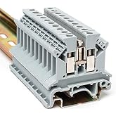 Erayco UK2.5B-GR DIN Rail Terminal Block, Screw Clamp, 600V 20A 24-12AWG, Pack of 100