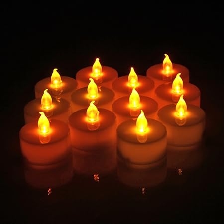 Flexzion LED-Teelicht Kerzen 12 Stück flackerndes Licht flammenlose erhitzende Wickless batteriebetrieben für Camping Hochzei
