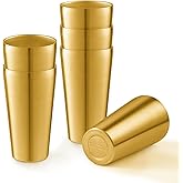 CSTOUTHOM 6 Pack 18.6 oz Stainless Steel Insulated Cup, Double Wall Vacuum Metal Cup, Reusable Camping Cups Unbreakable Indoor Outdoor for Party, Home, Office, BBQ, Gold